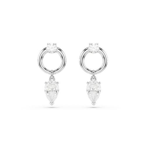 Drop earrings, Mixed cuts, White, Rhodium plated Mesmera Swarovski