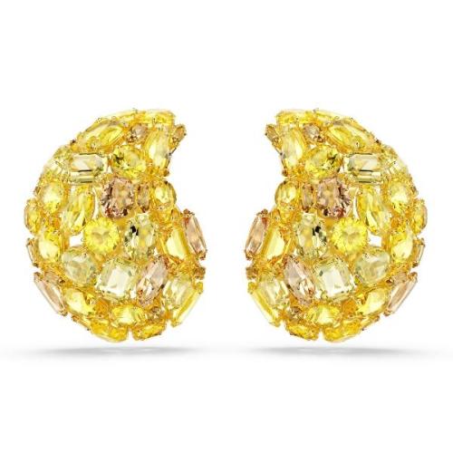 Clip earrings, Yellow, Gold-tone plated Gema Swarovski