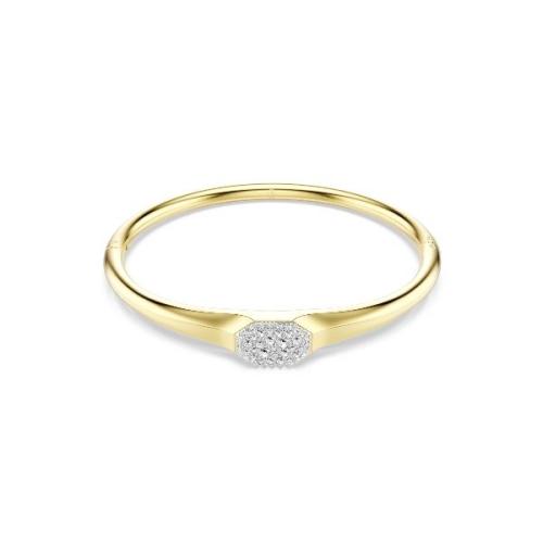 Aproce, Apaļi griezuma kristāli, Balts, Zelta toņa pārklājums Dextera Swarovski