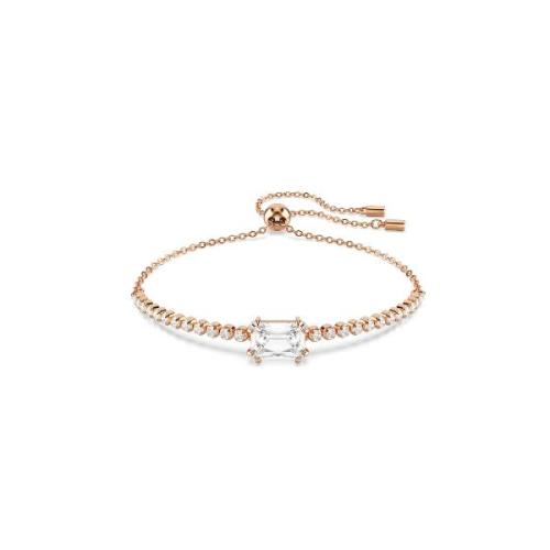 Bracelet, Mixed cuts, White, Rose Gold-tone plated Matrix Swarovski