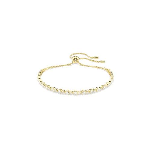 Bracelet, Round cut, White, Gold-tone plated Matrix Swarovski
