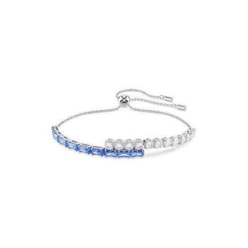 Bracelet, Mixed cuts, Blue, Rhodium plated Matrix Swarovski