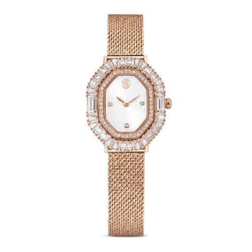 Watch, Metal bracelet, Rose gold tone, Rose gold-tone finish Matrix Swarovski