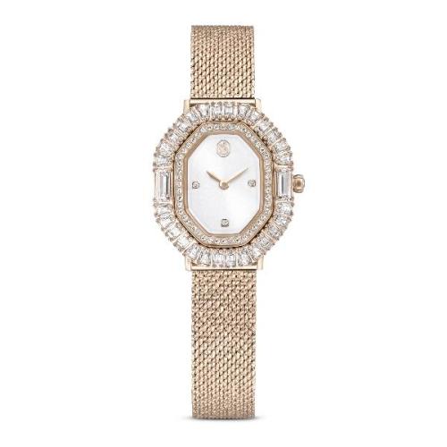 Watch, Metal bracelet, Gold tone, Champagne gold-tone finish Matrix Swarovski