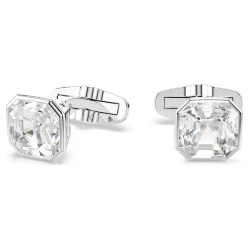Cufflinks, Octagon cut, White, Rhodium plated Millenia Swarovski