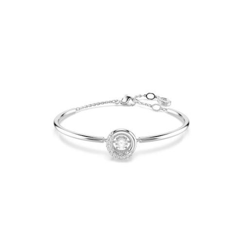 Aproce, Apaļi griezuma kristāli, Balts, Rodija pārklājums Dextera Swarovski