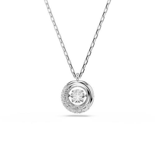 Pendant, Round cut, White, Rhodium plated Dextera Swarovski