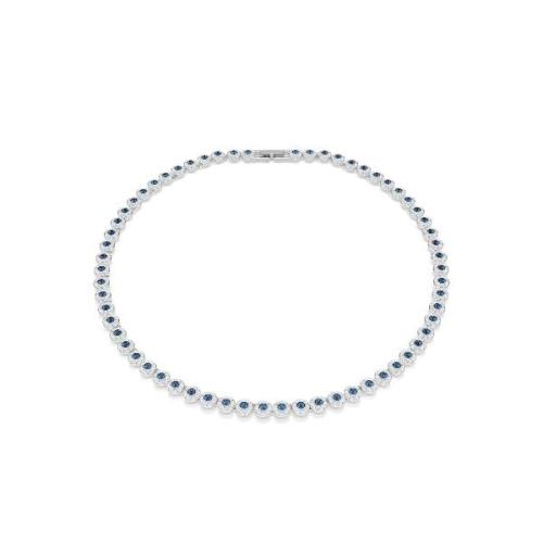 Necklace, Round cut, Blue, Rhodium plated Una Swarovski