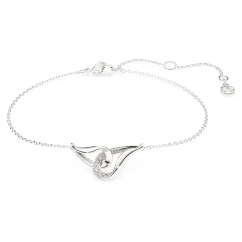 Bracelet, Round cut, Interlocking, White, Sterling silver Classica Swarovski