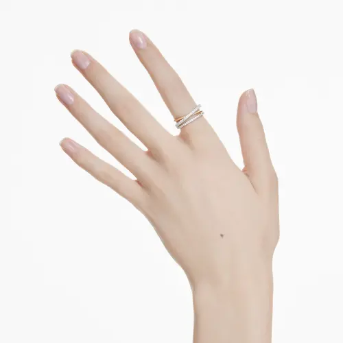 Ring, Mixed cuts, White, Mixed metal finish HYPERBOLA SPIN Swarovski