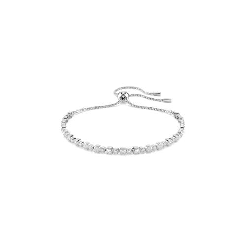 Bracelet, Mixed round cuts, White, Rhodium plated Matrix Swarovski