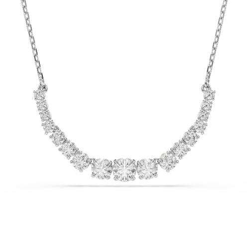 Necklace, Gradient of round cuts, White, Rhodium plated Matrix Swarovski