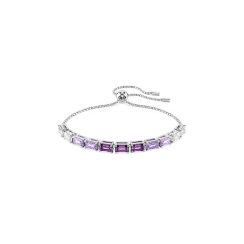 Rokassprādze, Bagetes griezuma kristāli, Violeta, Rodija pārklājums Matrix Swarovski