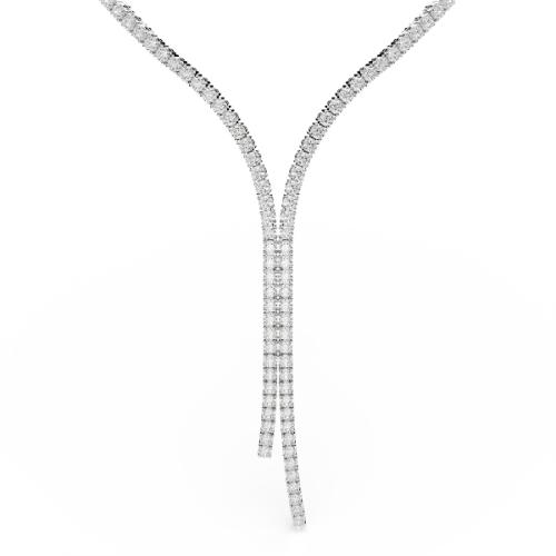 Y necklace, Round cut, White, Rhodium plated Matrix Swarovski