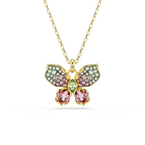 Pendant, Mixed cuts, Pavé, Butterfly, Multicolored, Mixed metal finish Idyllia Swarovski