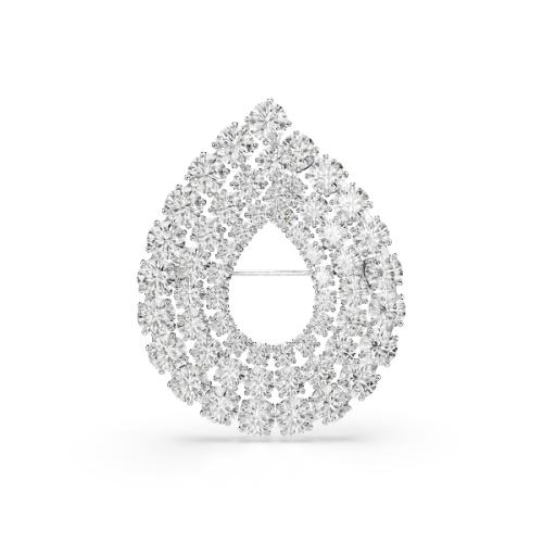 Brooch, Round cut, White, Rhodium plated Matrix Swarovski