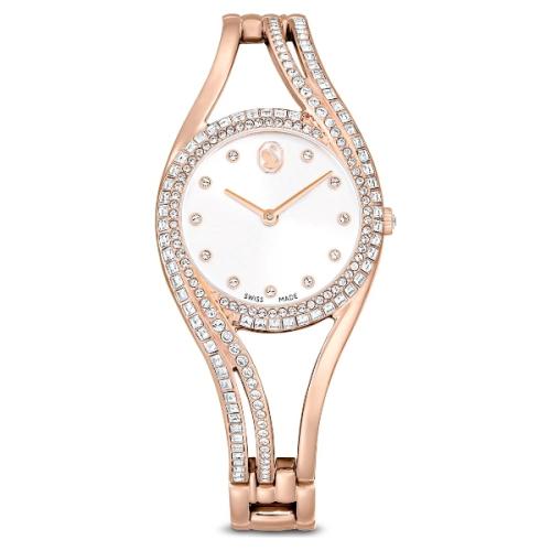 Bangle watch, Swiss Made, Metal bracelet, Rose gold tone, Rose gold-tone finish Hyperbola Swarovski