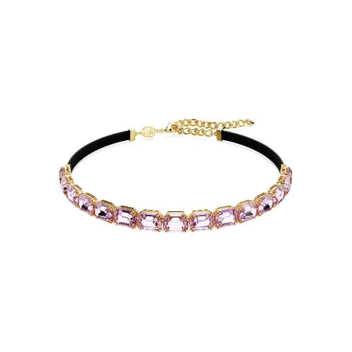Сhoker, Octagon cut, Purple, Gold-tone plated Millenia Swarovski